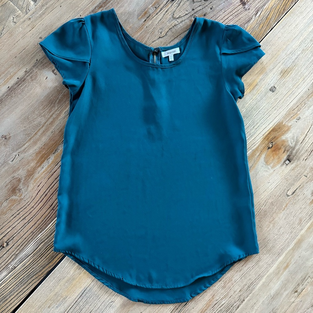 Teal Blue Blouse Top Sz Small.